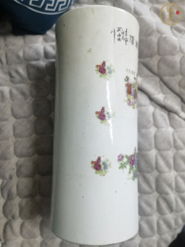 古玩陶瓷民國(guó)貼花帽筒真品鑒賞圖
