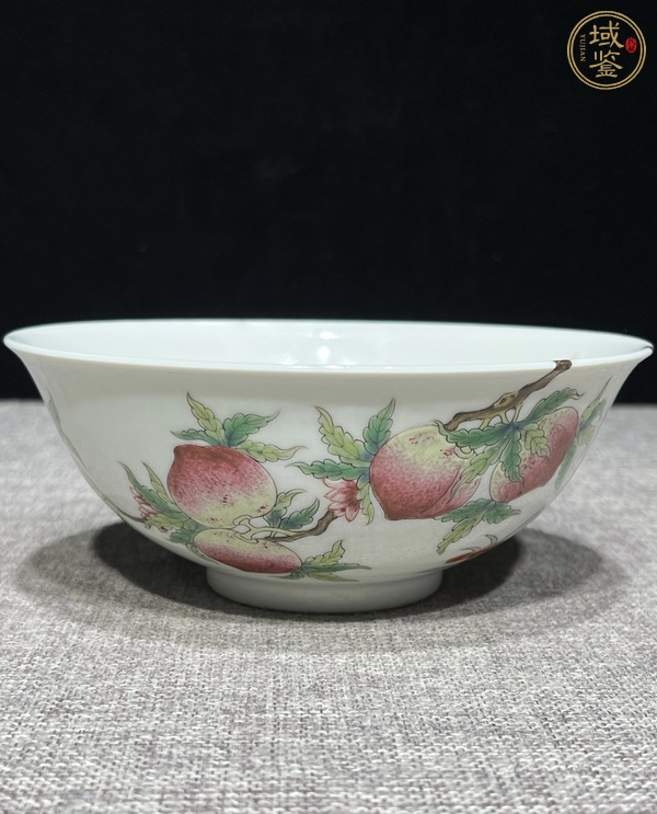 古玩陶瓷清光緒 粉彩壽桃紋碗真品鑒賞圖