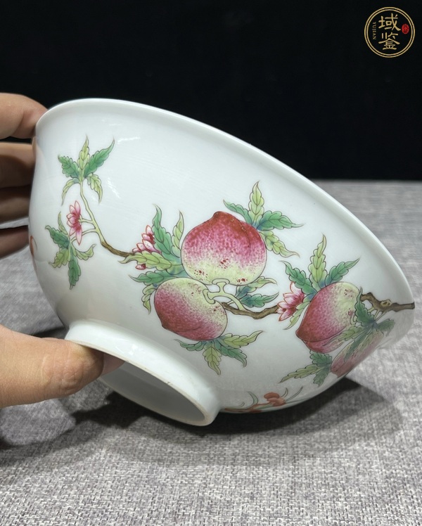 古玩陶瓷清光緒 粉彩壽桃紋碗真品鑒賞圖
