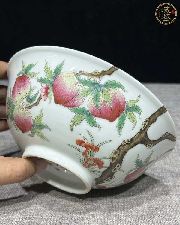 古玩陶瓷清光緒 粉彩壽桃紋碗真品鑒賞圖