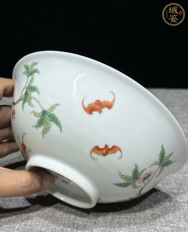 古玩陶瓷清光緒 粉彩壽桃紋碗真品鑒賞圖