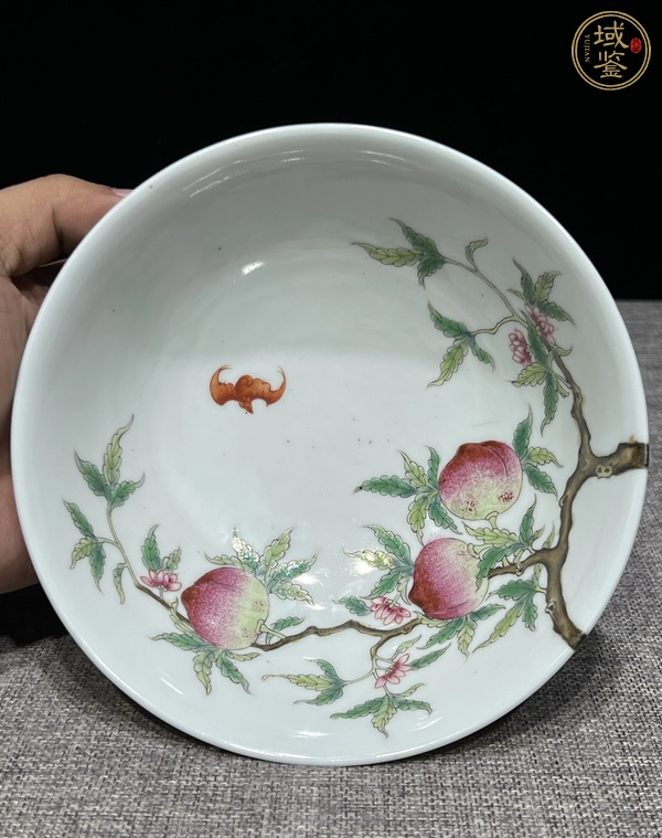 古玩陶瓷清光緒 粉彩壽桃紋碗真品鑒賞圖