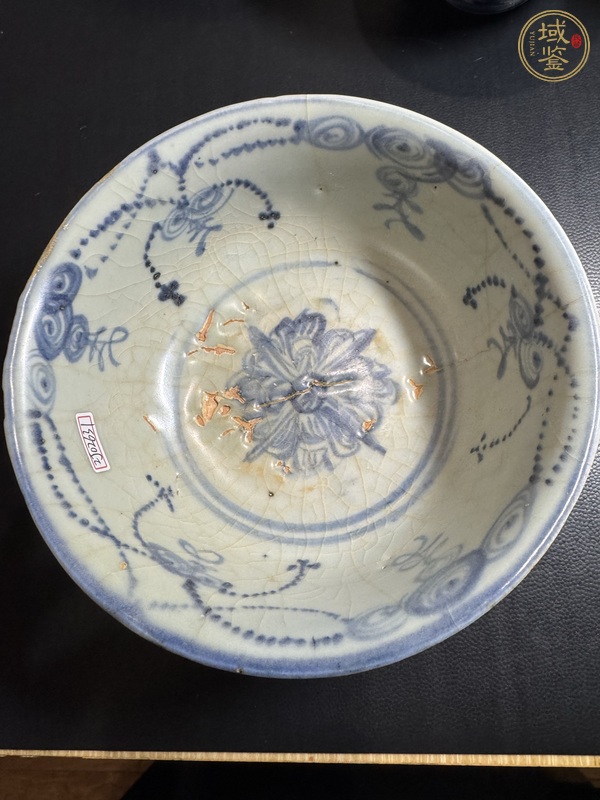 古玩陶瓷青花十字杵紋茶碗真品鑒賞圖