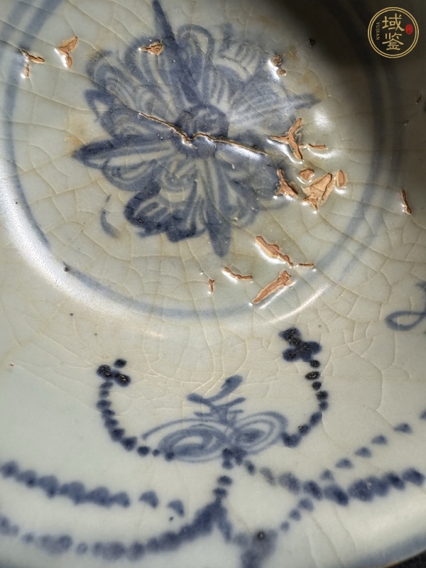 古玩陶瓷青花十字杵紋茶碗真品鑒賞圖