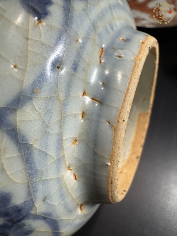 古玩陶瓷青花十字杵紋茶碗真品鑒賞圖