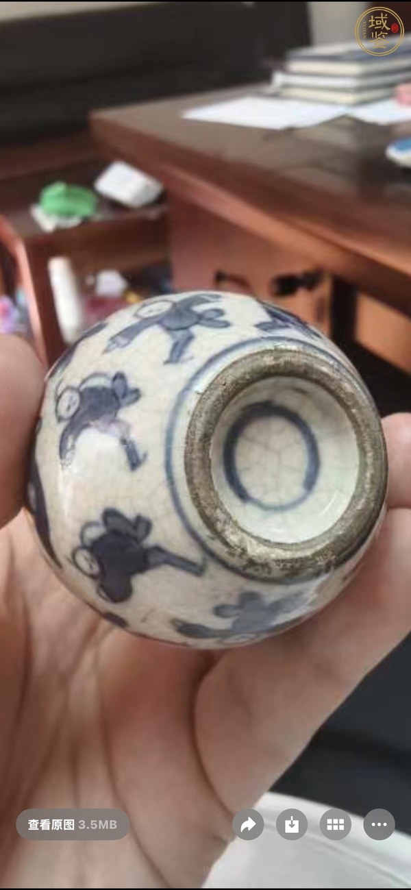 古玩陶瓷漿胎煨瓷嬰戲小罐真品鑒賞圖