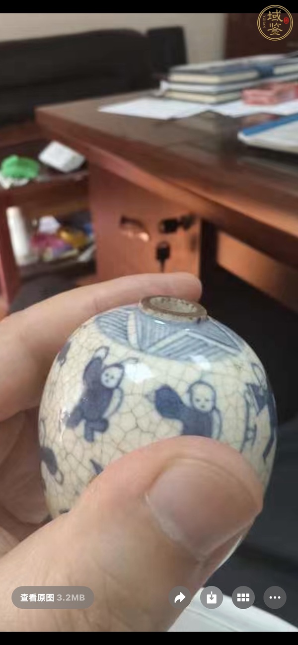 古玩陶瓷漿胎煨瓷嬰戲小罐真品鑒賞圖