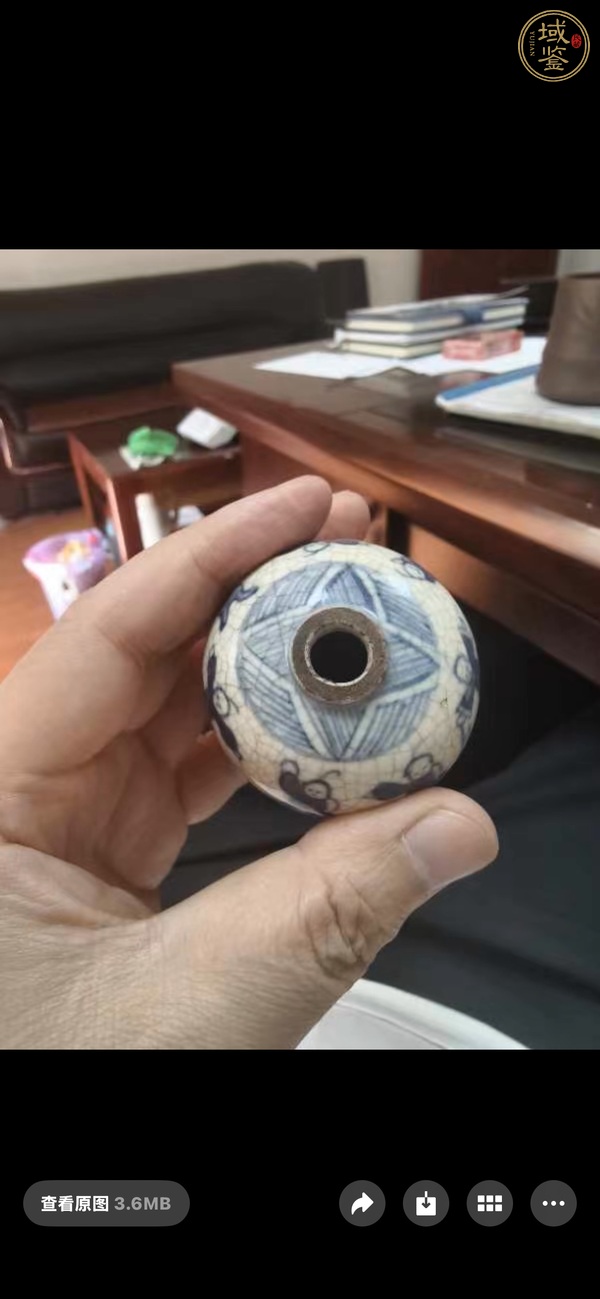 古玩陶瓷清光緒 煨瓷青花百子圖小罐真品鑒賞圖