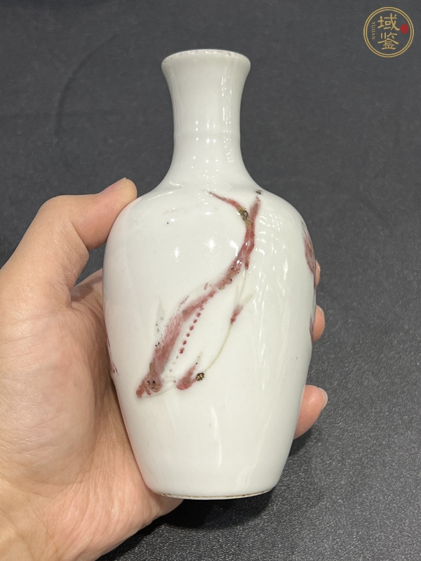 古玩陶瓷釉里紅魚紋瓶真品鑒賞圖