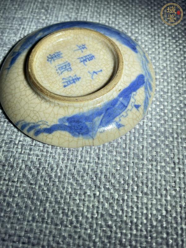 古玩陶瓷煨瓷青花山水人物印盒真品鑒賞圖