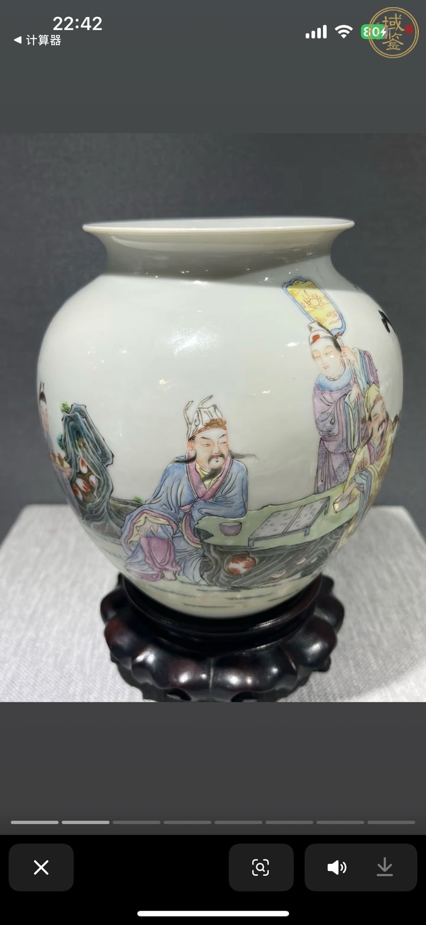 古玩陶瓷粉彩人物故事罐真品鑒賞圖