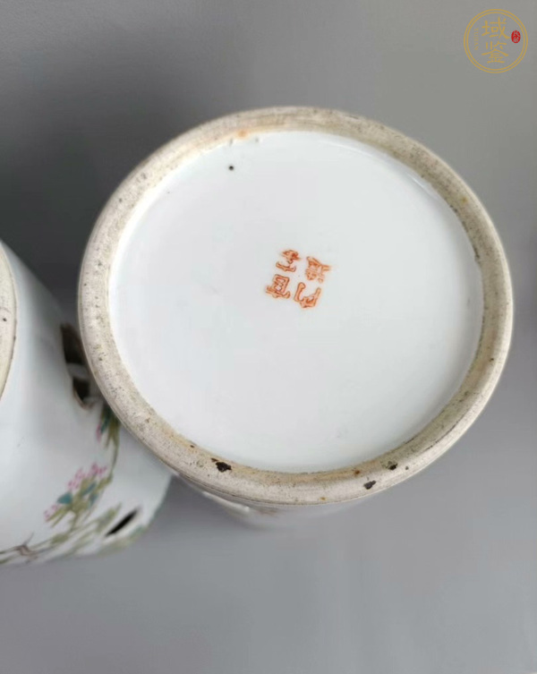 古玩陶瓷花鳥紋淺絳彩帽筒真品鑒賞圖