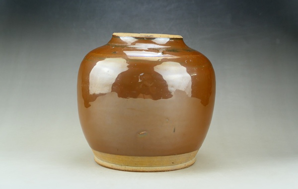 古玩陶瓷精品:明代耀州窯紫金釉茶葉罐拍賣，當前價格115元