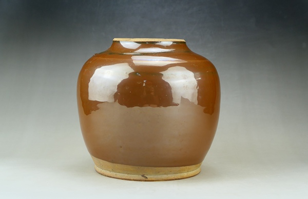 古玩陶瓷精品:明代耀州窯紫金釉茶葉罐拍賣，當前價格115元