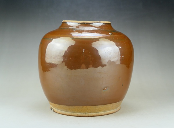 古玩陶瓷精品:明代耀州窯紫金釉茶葉罐拍賣，當前價格115元
