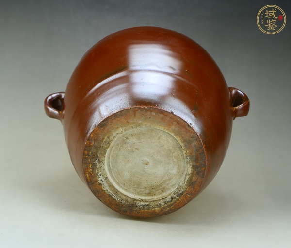 古玩陶瓷定窯系柿紅釉白覆輪雙系罐真品鑒賞圖