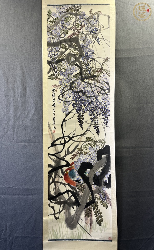古玩字畫紫藤雙雉真品鑒賞圖