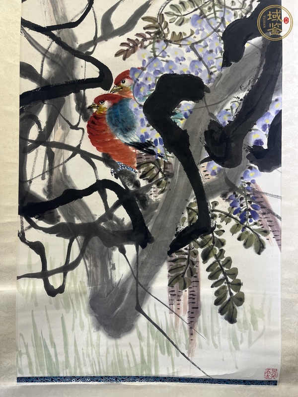 古玩字畫紫藤雙雉真品鑒賞圖