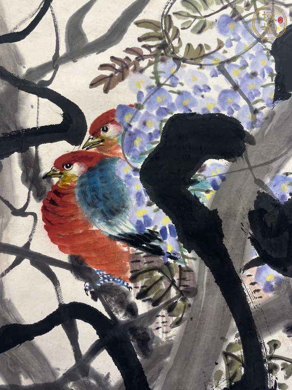 古玩字畫紫藤雙雉真品鑒賞圖