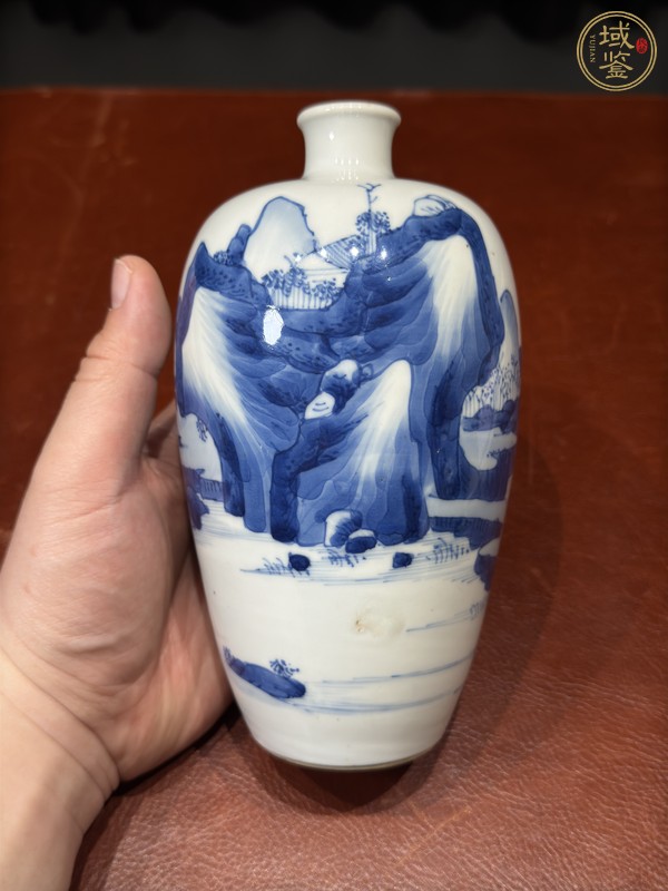 古玩陶瓷青花山水蘿卜瓶真品鑒賞圖