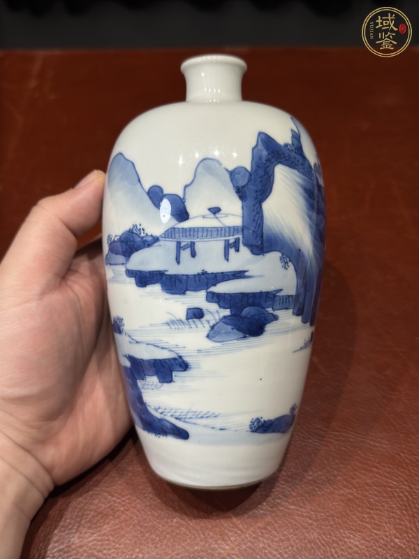 古玩陶瓷青花山水蘿卜瓶真品鑒賞圖