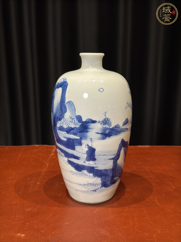 古玩陶瓷青花山水蘿卜瓶真品鑒賞圖
