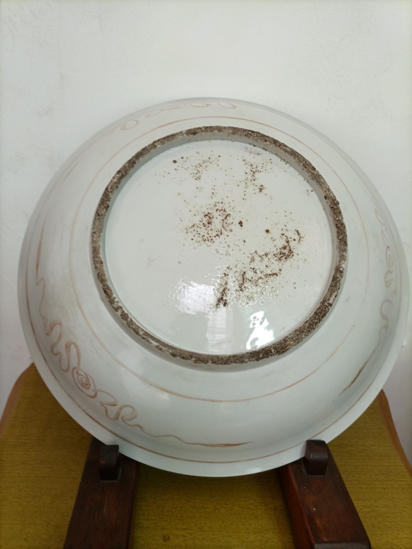 古玩陶瓷紅綠彩盤(pán)拍賣(mài)，當(dāng)前價(jià)格12000元