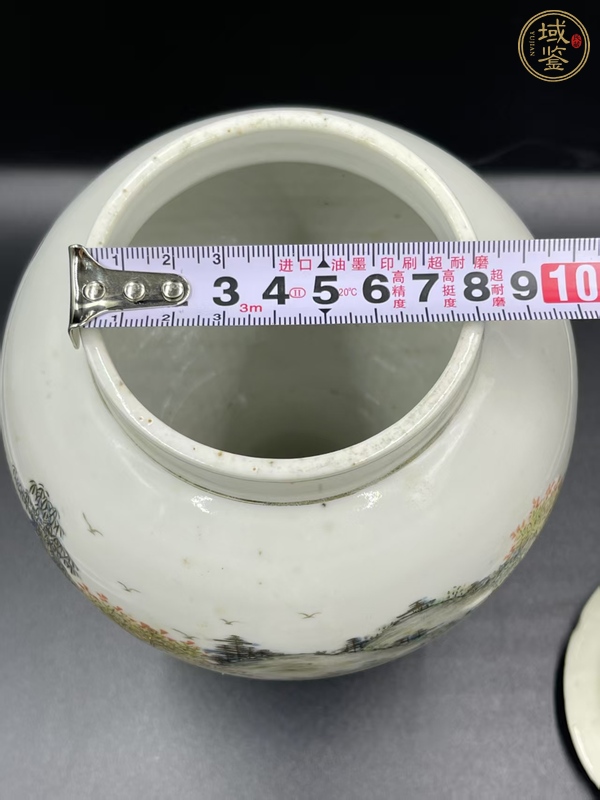古玩陶瓷民國山水紋蓋罐真品鑒賞圖