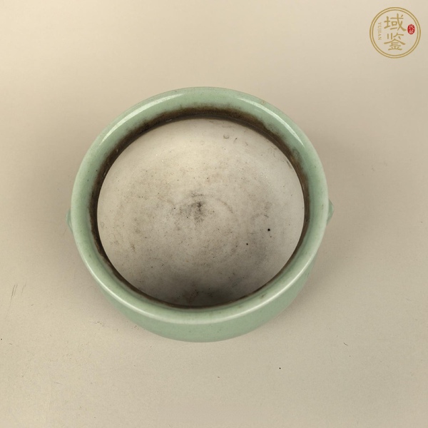 古玩陶瓷晚清民國 青釉獸耳爐真品鑒賞圖