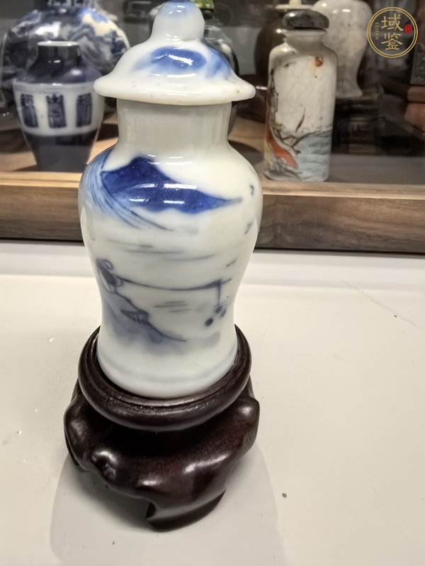 古玩陶瓷青花山水紋蓋瓶真品鑒賞圖