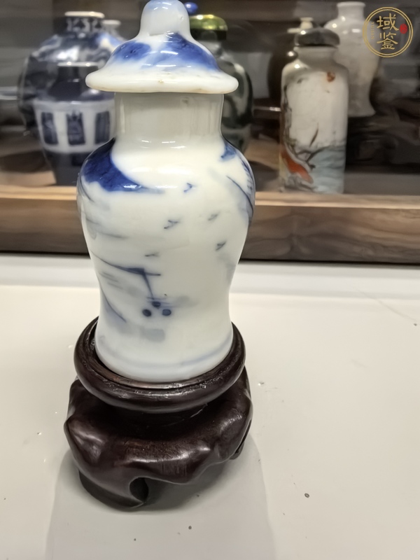 古玩陶瓷青花山水紋蓋瓶真品鑒賞圖