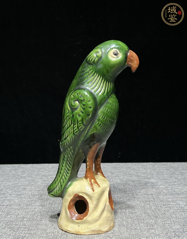 古玩陶瓷晚清鸚鵡香插真品鑒賞圖
