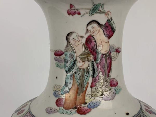 古玩陶瓷清晚期·粉彩八仙人物紋棒槌瓶拍賣，當前價格1776元