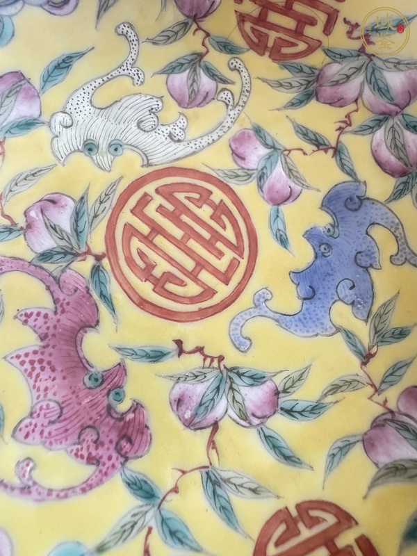 古玩陶瓷福壽紋粉彩盤(pán)真品鑒賞圖