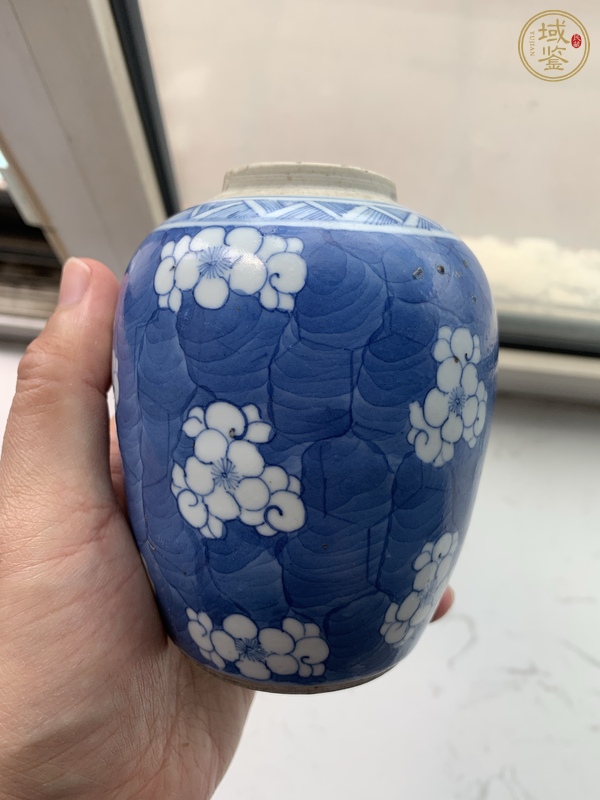 古玩陶瓷青花留白冰梅紋罐真品鑒賞圖
