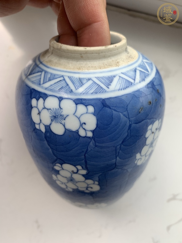 古玩陶瓷青花留白冰梅紋罐真品鑒賞圖