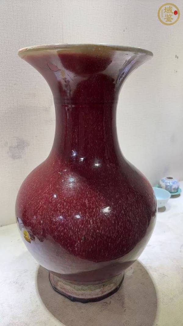 古玩陶瓷郎紅釉撇口瓶真品鑒賞圖