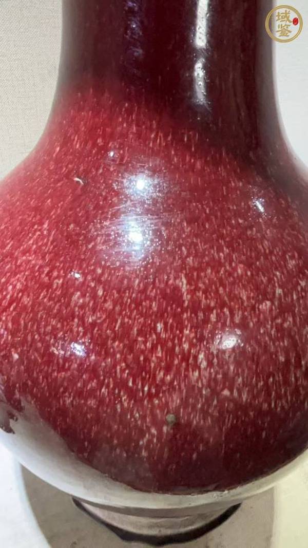 古玩陶瓷郎紅釉撇口瓶真品鑒賞圖