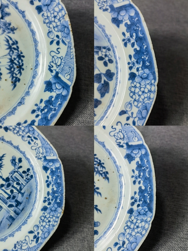 古玩陶瓷青花花卉紋八方盤拍賣，當前價格380元