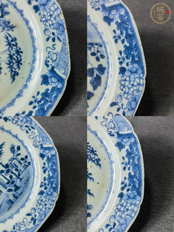 古玩陶瓷青花花卉紋八方盤真品鑒賞圖