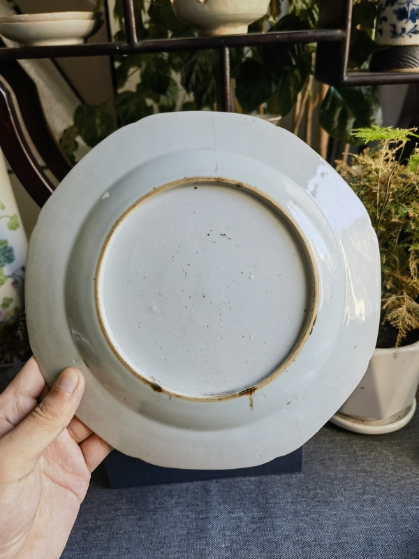 古玩陶瓷青花花卉紋八方盤拍賣，當前價格380元