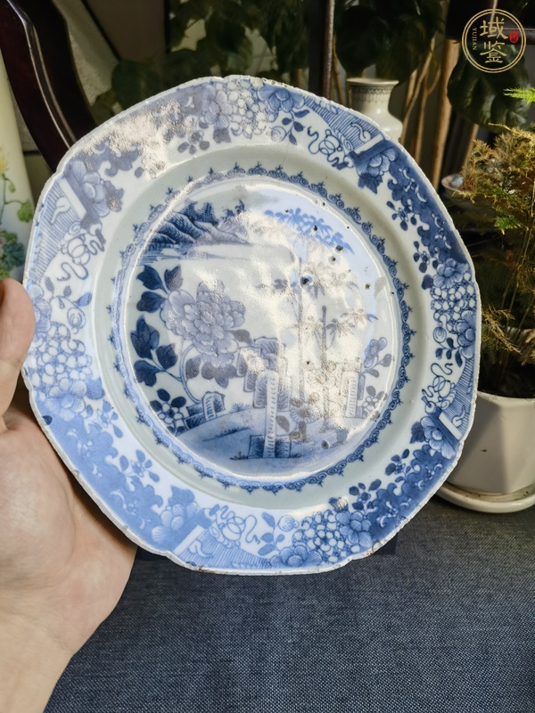 古玩陶瓷青花花卉紋八方盤真品鑒賞圖