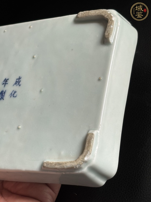 古玩陶瓷青花山水人物長方茶盤真品鑒賞圖
