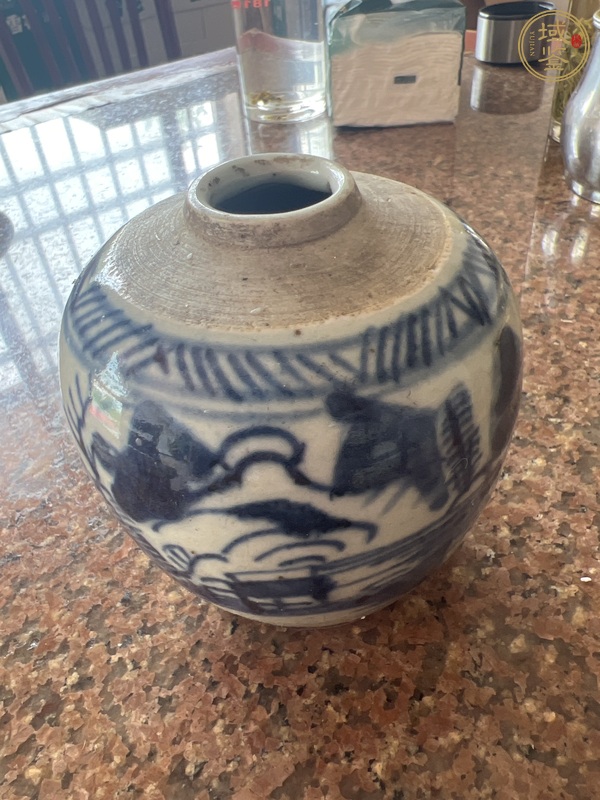 古玩陶瓷山水紋青花罐真品鑒賞圖