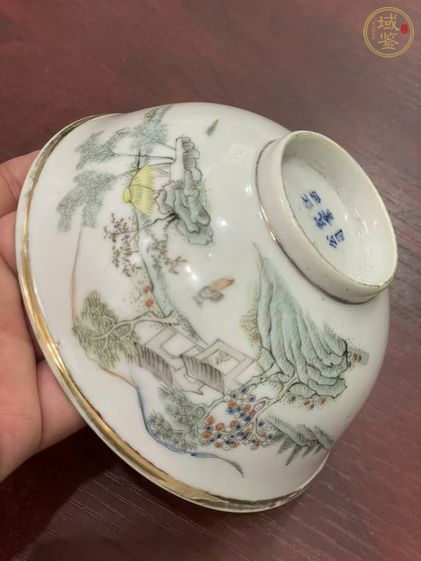 古玩陶瓷江西瓷業(yè)公司款山水紋小碗真品鑒賞圖