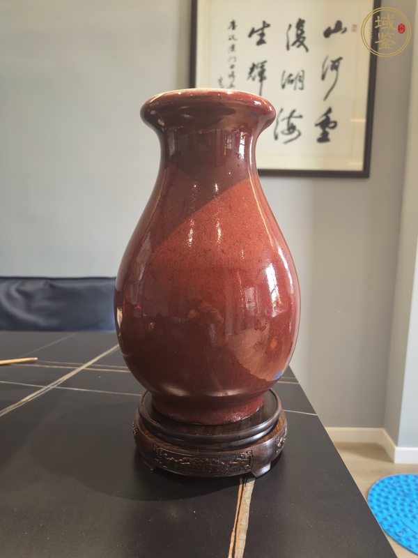 古玩陶瓷郎紅釉尊瓶真品鑒賞圖