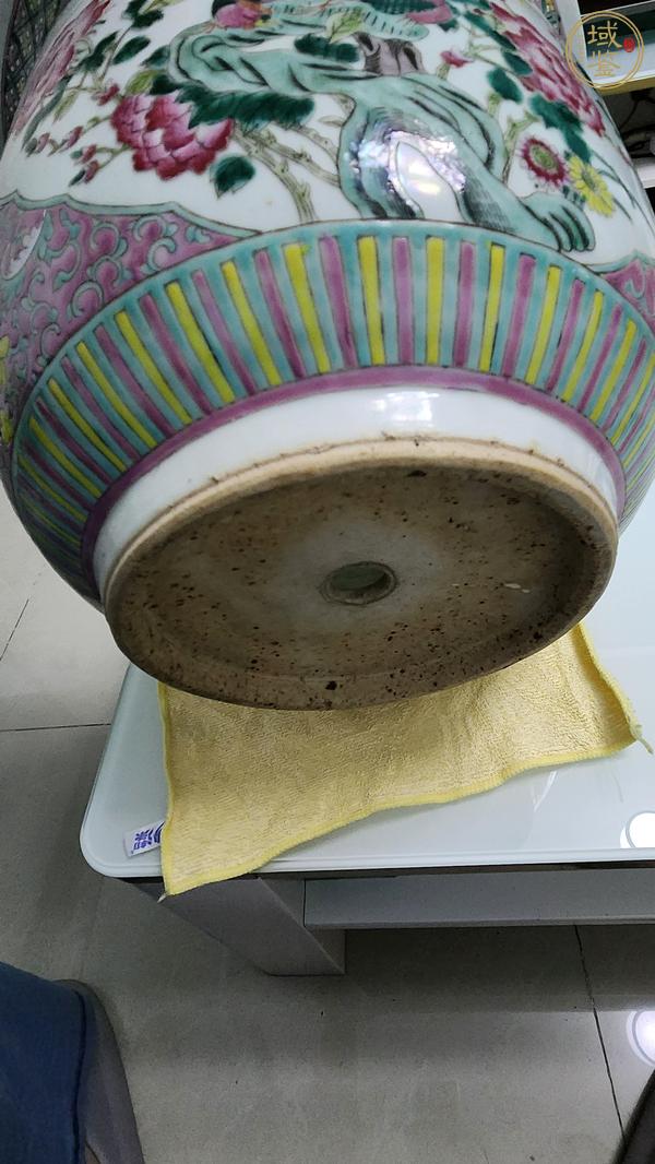 古玩陶瓷粉彩錦雞花卉紋花盆真品鑒賞圖