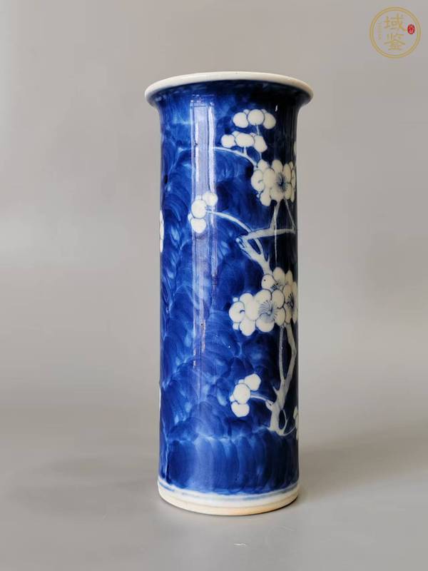 古玩陶瓷青花冰梅紋花觚真品鑒賞圖