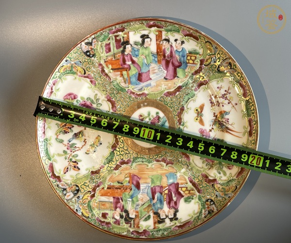 古玩陶瓷廣彩描金人物故事紋盤真品鑒賞圖
