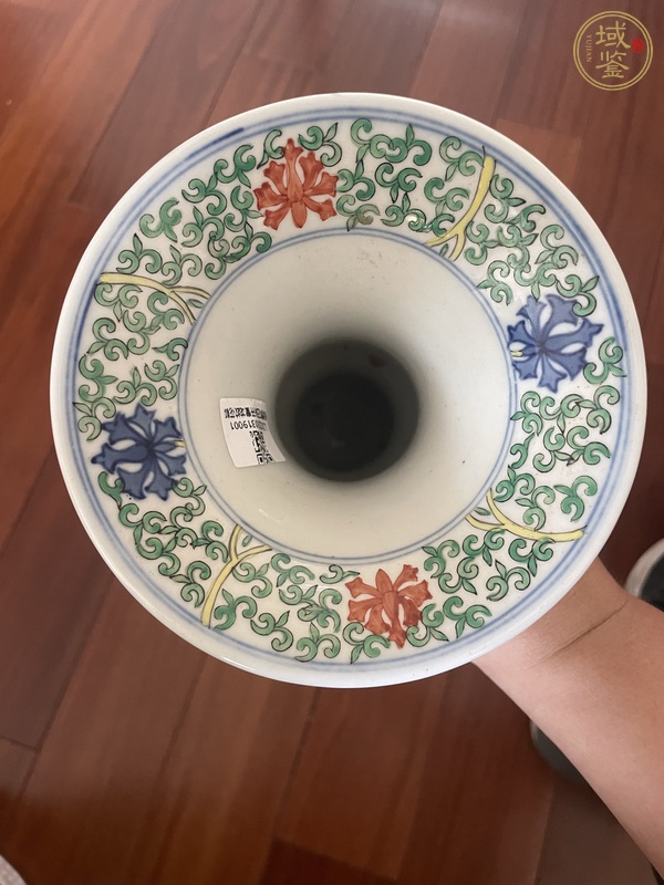 古玩陶瓷青花五彩龍紋花觚真品鑒賞圖